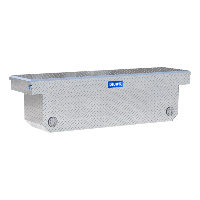 UWS  72" Bright Aluminum Deep Angled Push Button Crossover Truck Tool Box Model TBSD-72-A-PB