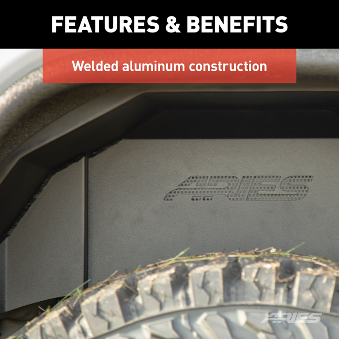 ARIES Jeep Wrangler JL Aluminum Rear Inner Fender Liners Model 2500550