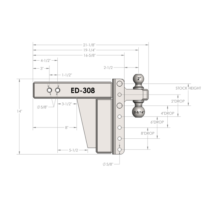BulletProof Hitches 3.0" Extreme Duty 8" Drop/Rise Hitch Model ED308