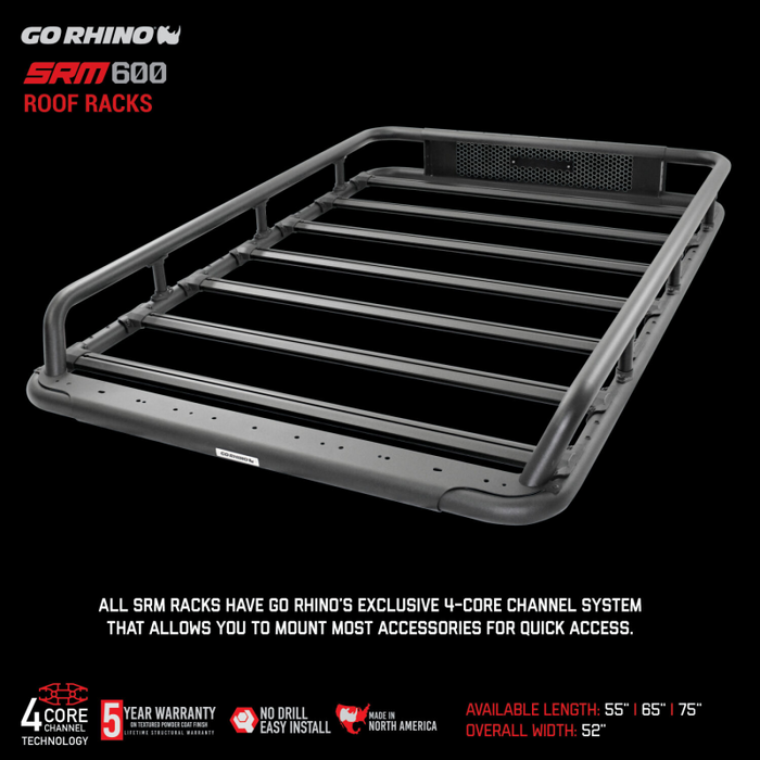 Go Rhino SRM600 55" Long x 52" Wide Tubular Basket Style Roof Rack Model 5936055T