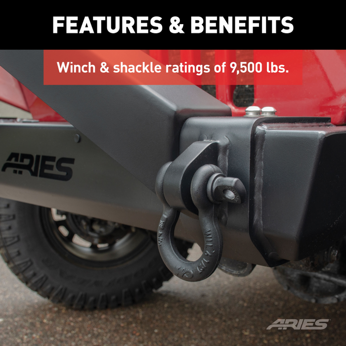 ARIES TrailCrusher Jeep Wrangler TJ Steel Front Bumper, 9.5K Model 2156001