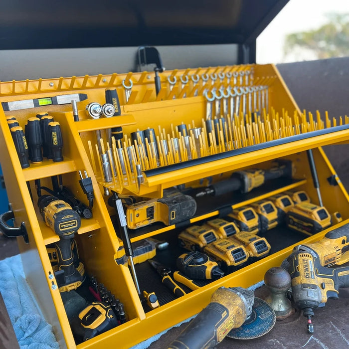 Montezuma 36 x 17 In. Steel Triangle® Toolbox Yellow/Black Top Mount Toolbox DXTB36BY