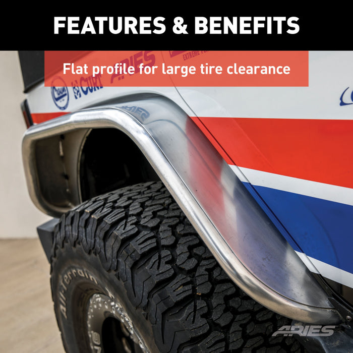 ARIES Jeep Wrangler JK Raw Aluminum Rear Fender Flares Model 2500202