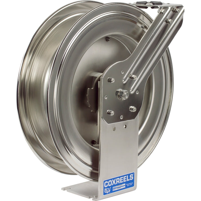 Coxreels MP-SS Series Electro-Polished Stainless Steel Spring Driven Hose Reel 3/8 in. x 50 ft. 3000 PSI Super Hub - No Hose Model MPL-N-350-SS