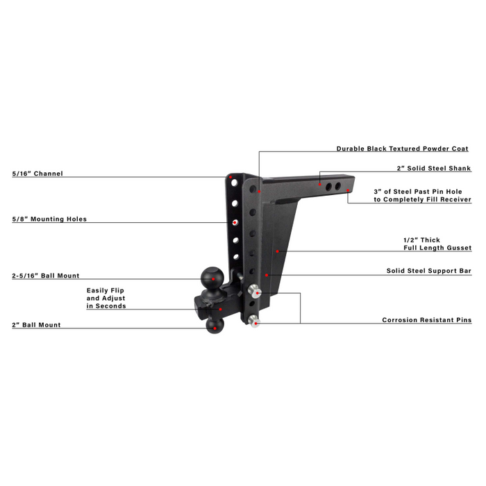 BulletProof Hitches 2.0" Extreme Duty 10" Drop/Rise Hitch Model ED2010