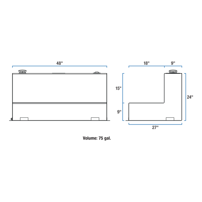 UWS Matte Black 75-Gallon L-Shape Steel Transfer Tank Model ST-75-L-MB