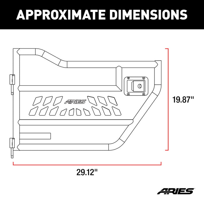 ARIES Jeep Wrangler JL, Gladiator Aluminum Rear Tube Doors Model 2500200