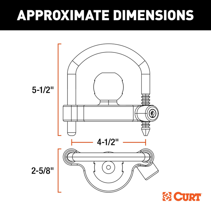 CURT Universal Trailer Coupler Lock, Keyed Alike Model 23090-KA