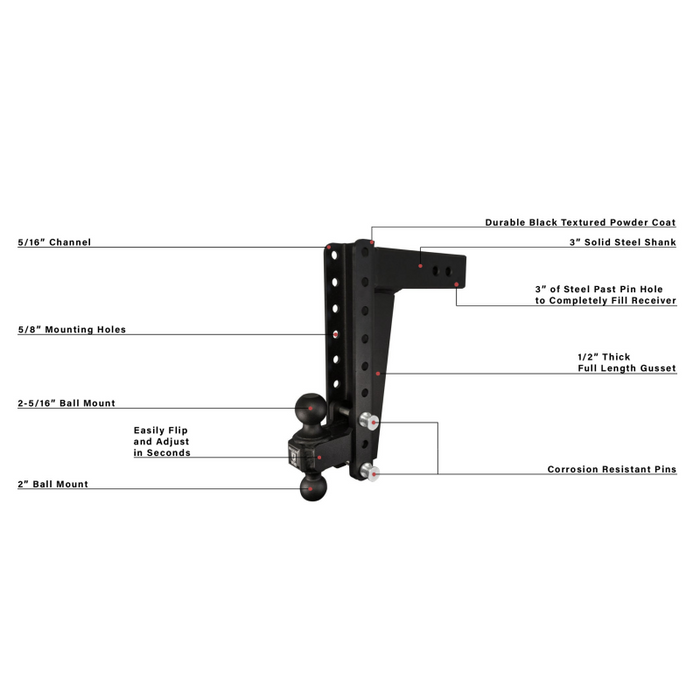 BulletProof Hitches 3.0" Heavy Duty 12" Drop/Rise Hitch Model HD3012