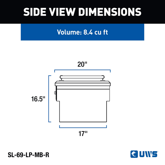 UWS Secure Lock Crossover Truck Tool Box, Low Profile, Rail Model SL-69-LP-MB-R