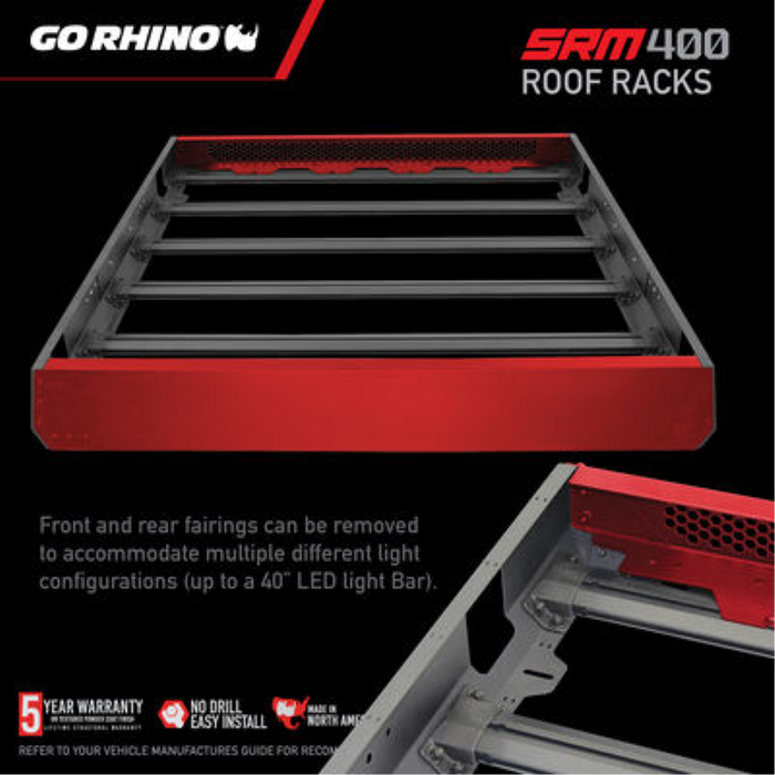 Go Rhino SRM400 68" Long x 52" Wide Fabricated Customizable Steel Basket Roof Rack Model 5934068T