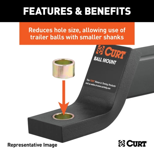 CURT Trailer Hitch Ball Hole Reducer Bushing, Reduces 1-3/8-Inch Diameter to 1-1/4-Inch Stem Model 21300