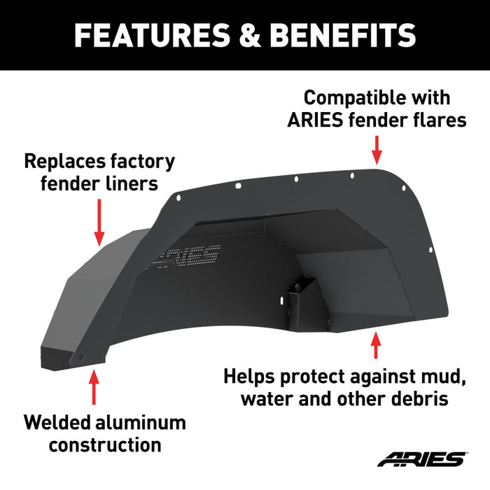 ARIES Jeep Wrangler JK Aluminum Rear Inner Fender Liners Model 2500350