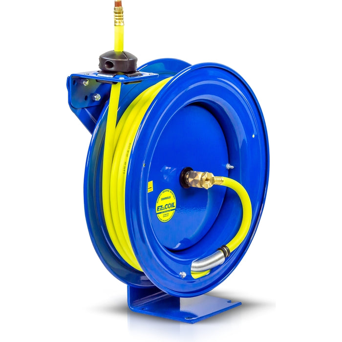 Coxreels HV Safety Hose Series Spring Rewind Hi-Vis Hose Reel 3/8 in. x 50 ft. 300 PSI Yellow Hybrid Hose - Hose Included Model EZ-P-LP-350-HV