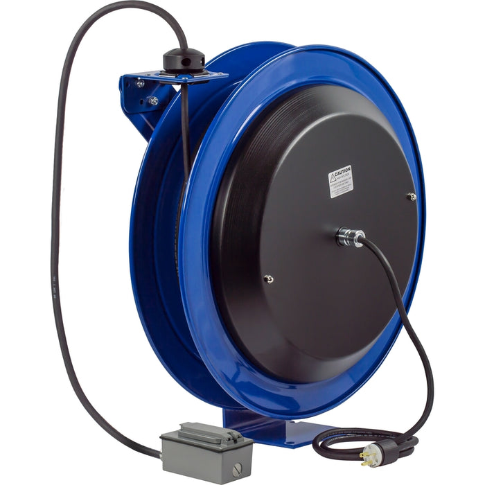 Coxreels PC Series Spring Driven Cord Reel Duplex Industrial Receptacle 12 GA x 100 ft. - Cord Included Model PC24-0012-F