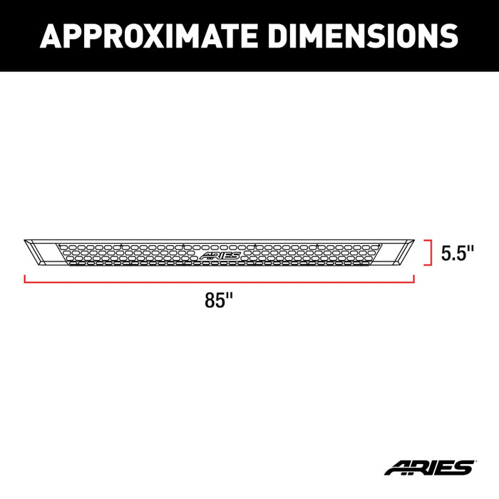 ARIES AdvantEDGE 5-1/2" x 85" Black Aluminum Running Boards (No Brackets) Model 2055985