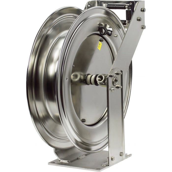 Coxreels T-SS Series Electro-Polished Stainless Steel Spring Driven Hose Reel 1/2 in. x 100 ft. - No Hose 3000 PSI Super Hub Model TMPL-N-4100-SS