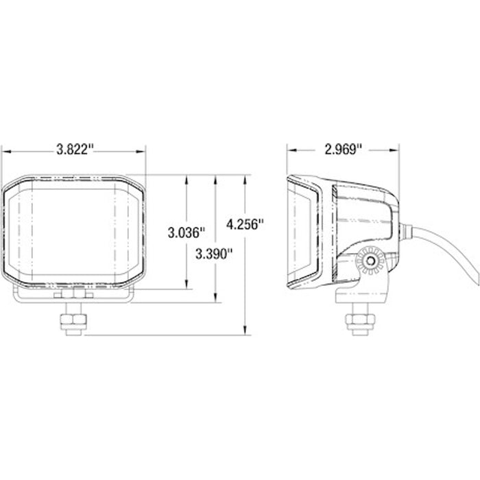 Buyers Products Ultra Bright Wide Angle 4 Inch Rectangular LED Spot-Flood Combination Light Model 1492240