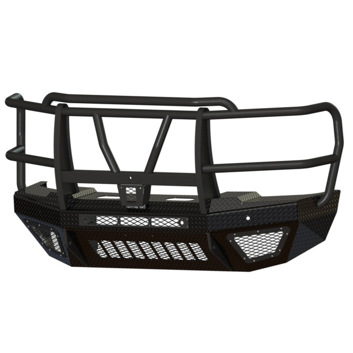 Bodyguard T2 Front Extreme - Sensor Cutouts Factory Fog Cutouts Winch Mount Skid Plate W/ Mesh Grille No Camera Harness Gloss Black Powder Coat Model EEF23BYWGMN