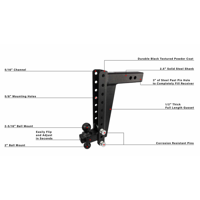 BulletProof Hitches 2.5" Heavy Duty 14" Drop/Rise Hitch Model HD2514