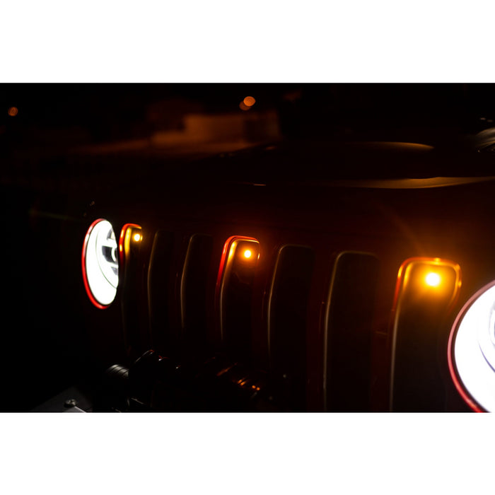 DV8 Offroad 2018-2025 Jeep Wrangler JL JLU Gladiator JT Amber Grille Lights Model GRJL-02