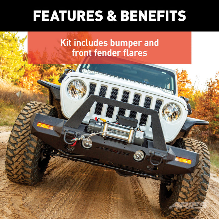 ARIES TrailChaser Jeep JL, Gladiator Front Bumper with Fender Flares (Option 9) Model 2082087