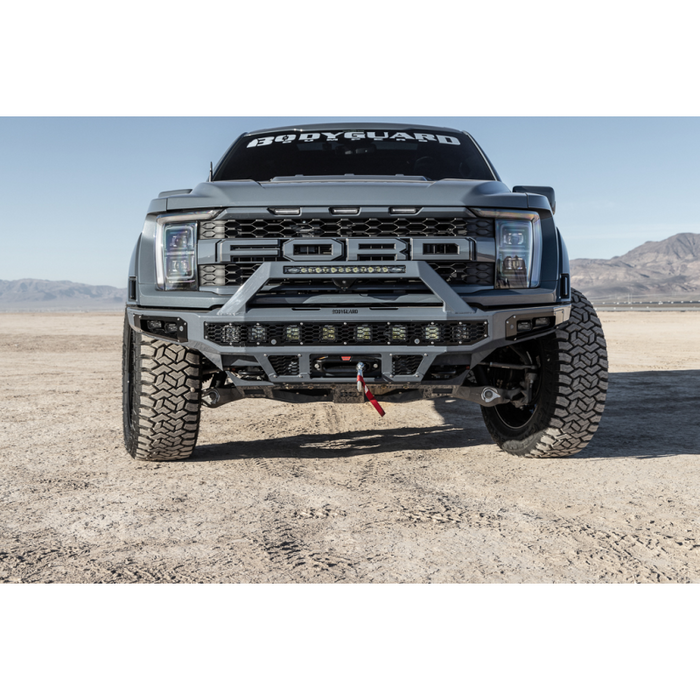 Bodyguard Freedom Front Baja Winch Mount Sensor Cutouts W/O Mesh Grille With Camera Harness & Pod Texture Black Powder Coat Model LBF21IYTNB