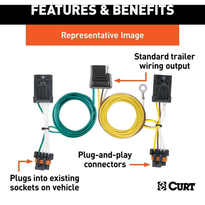 CURT Vehicle-Side Custom 4-Pin Trailer Wiring Harness, Fits Select Jeep Grand Cherokee Model 56009