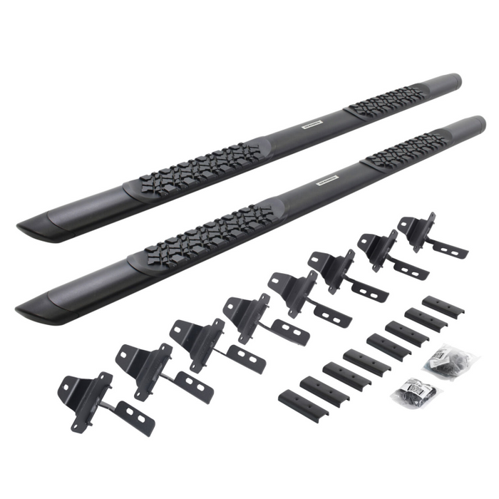 Go Rhino V-Series V3 Aluminum Step Nerf Bars and Mounting Brackets Kit Textured Black Model V3451687T