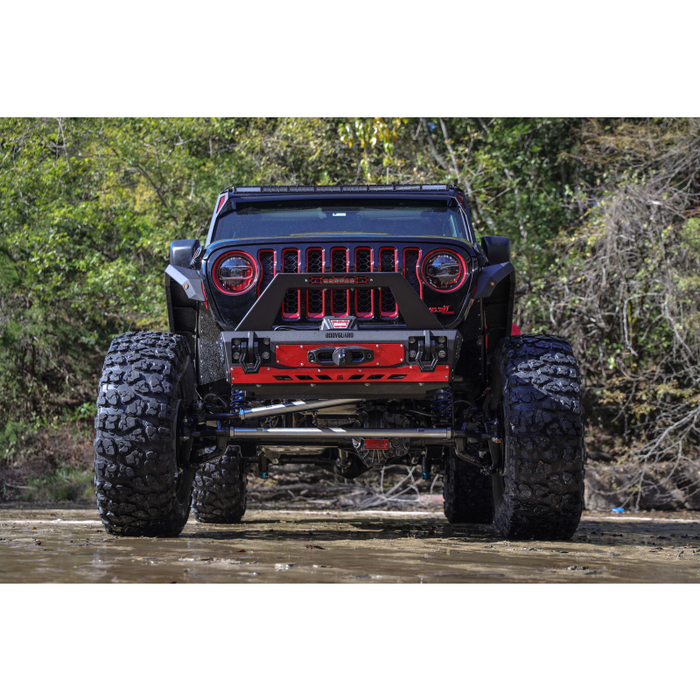 Bodyguard JL Front Bumper Stubby With Push Bar End Cap Light Cutouts No Camera Harness Or Pod Texture Black Powder Coat Model 47077TNN