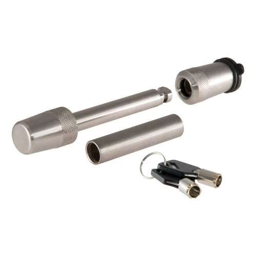 CURT Stainless Steel Trailer Hitch Lock, 1/2-Inch Pin Diameter, 5/8-Inch Adapter, Fits 1-1/4 or 2-Inch Receiver Model 23580