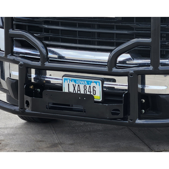 Ex-Guard Kit Extreme-Duty Full-Height Coverage Black Grille Guard Kit w/ Mounting Bracket and Winch Box with Recovery Point Model FX-50BG3-GM2320-MB-20FX-GM23-WB