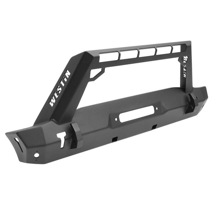Westin WJ2 Stubby Front Bumper With LED Light Bar Mount Textured Black Steel Model 59-80085