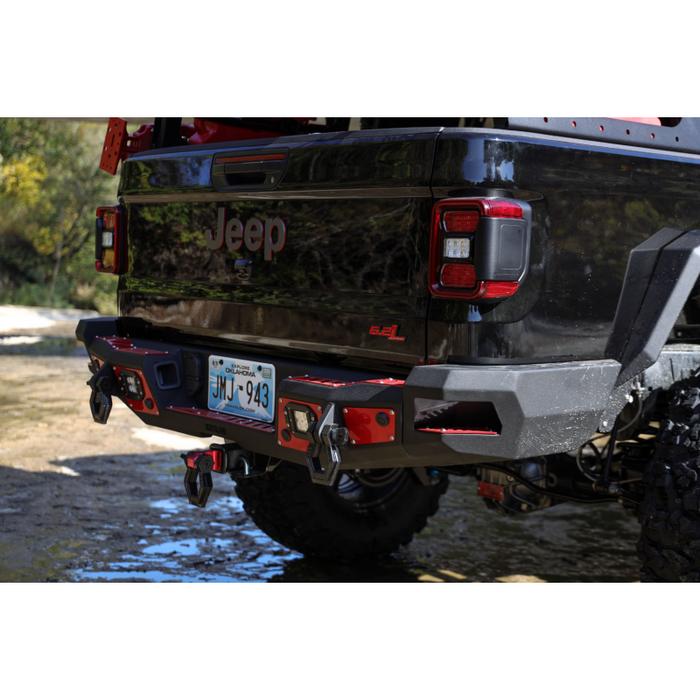 Bodyguard Gladiator Rear Bumper Full Width Sensor Cutouts Reverse Light Cutouts Bare Metal Model 53101B