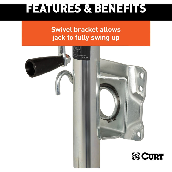 CURT Marine Boat Trailer Tongue Jack with 6-Inch Wheel, 1,000 lbs. Support Capacity, 10 Inches Vertical Travel Model 25004