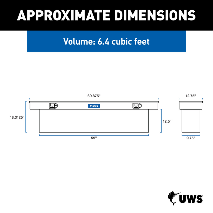 UWS 69" Deep Slim-Line Crossover Truck Tool Box Model TBSD-69-SL