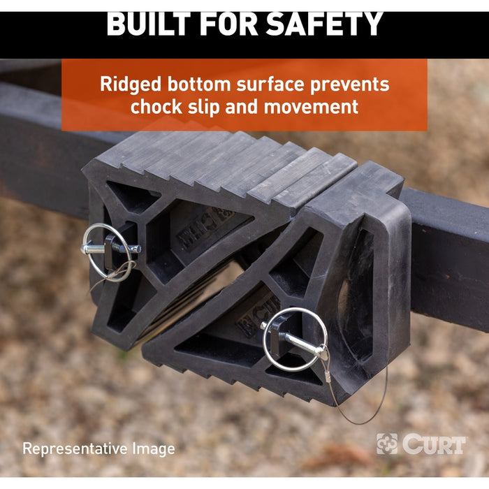 CURT HD Wheel Chock with Mounting Bracket Model 22803