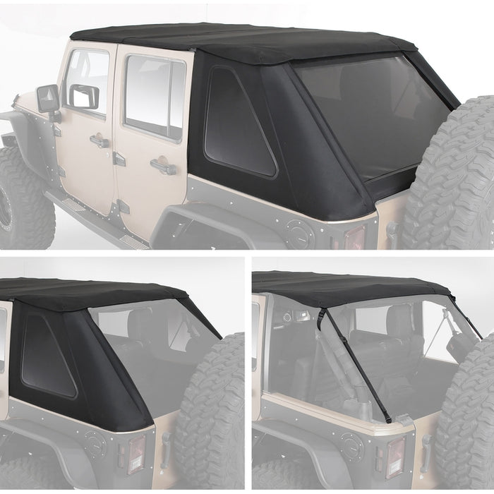 Smittybilt Bowless Combo Top Kit w/ Tinted Windows - Black Diamond (07-18 JKU) Model 9083135K