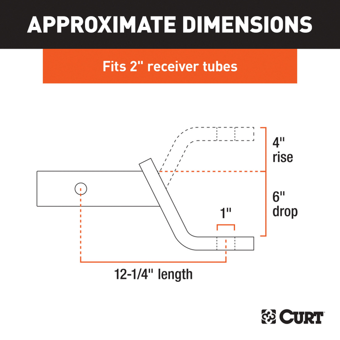 CURT Class 3 Ball Mount, Imported (2" Shank, 7,500 lbs., 6" Drop, 12-1/4" Long) Model 45880
