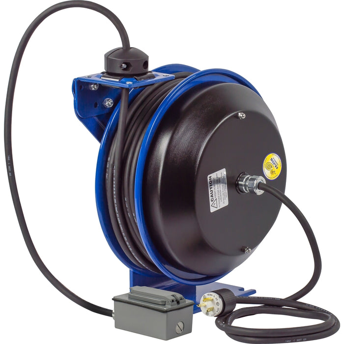 Coxreels EZ-PC Series Safety System Spring Driven Cord Reel 12 AWG x 50 ft. Duplex Receptacle - 115V 13 Amp - Cord Included Model EZ-PC13-5012-F