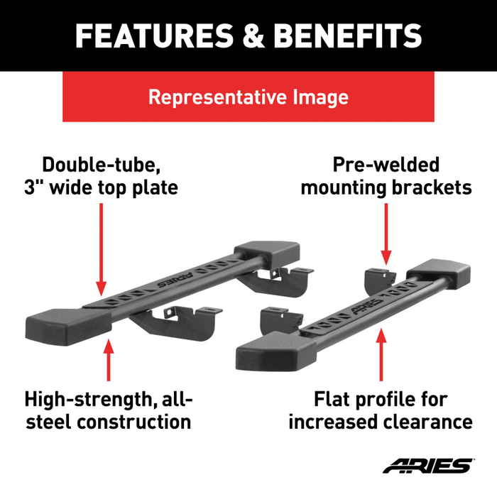 ARIES Rocker Step Running Boards, Select Jeep Wrangler JL Unlimited Mo ...