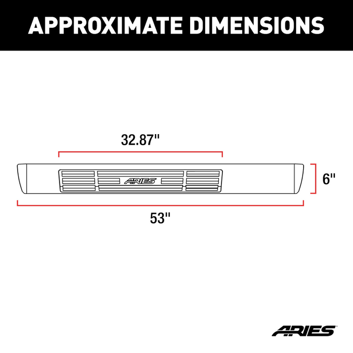 ARIES 6" x 53" Black Aluminum Oval Step Nerf Bars Model 4445043