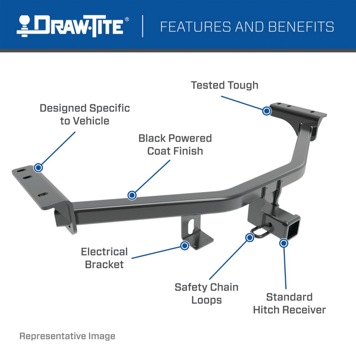 Draw-Tite Class 3 Trailer Hitch, 2 in. Square Receiver, Black Model 75135