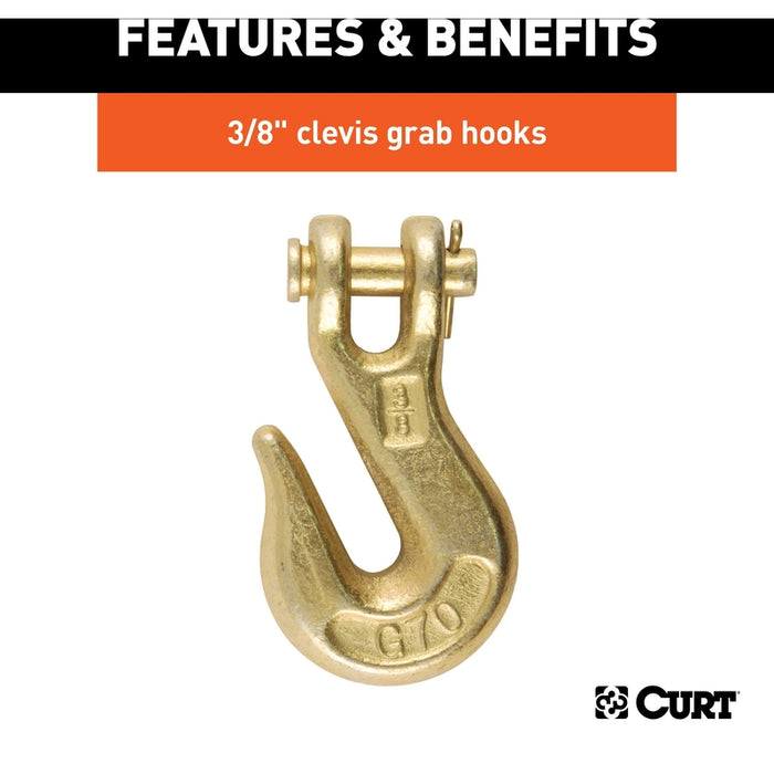 CURT 16-Foot Transport Binder Chain, 3/8-Inch Clevis Hooks, 26,400 lbs Break Strength, Load Tie-Down, Trailer, Flatbed Model 80310