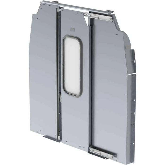 Ranger Design Aluminum Straight Sliding Door Partition for Ford Transit Mid Roof 130" & 148" Wheelbase w/ Polycarbonate Window Model 3068-FTM