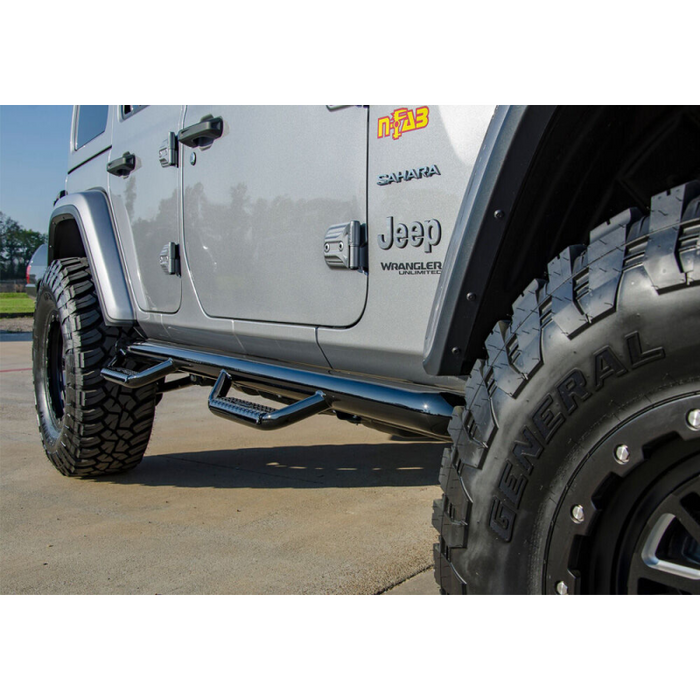 N-Fab Wheel To Wheel Side Steps Gloss Black Steel Model J1866-GB