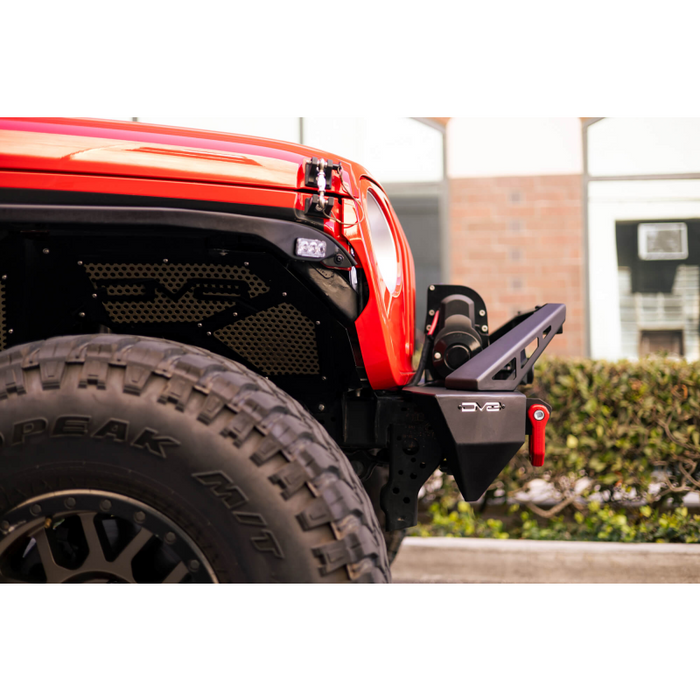 DV8 Offroad 2007-2026 Jeep GladiatorJT Wrangler JK JKU JL JLU Stubby Front Bumper With Plated Bull Bar Model FBJL-06