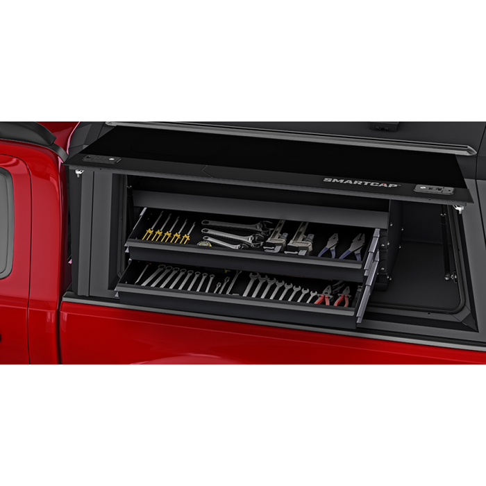 SmartCap Matte Black Truck Bed Cap Drawer-Bin Full-Size for Left Side Mount Fits All Caps w/ Horizontal Locks Model SA0501