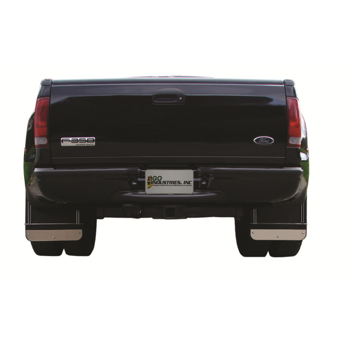 Go Industries Dually Mud Flap Set - Classic Style - Includes Flaps, Brackets, Stainless Weights and Chrome Anti Sails Model 70730SET