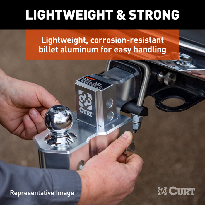 CURT AlumaLite Adjustable Aluminum Hitch with Dual Ball, 9-1/2" Drop Model 45366